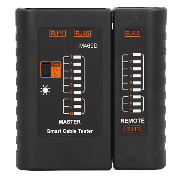 Nätverkskabeltestare LED ABS Noggrann detektering Bärbar LAN-kabeltestare Svart RJ45 RJ11