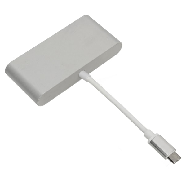 USB C Hub Aluminiumslegering 4 i 1 Multiport Adapter Splitter med Type C USB 3.0 Gigabit LAN RJ45 HD Multimedia Interface for telefondatamaskin Sølv