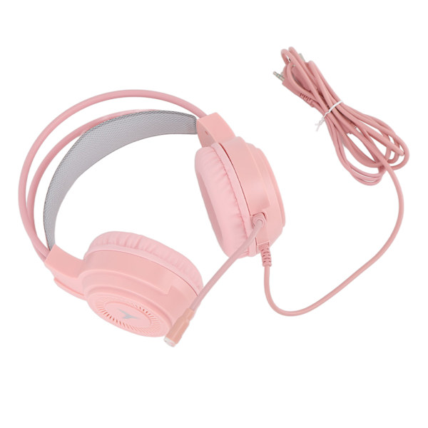 Peliheadset RGB-valaistuksella, 7.1-kanavainen tilaääni, USB- ja 3,5 mm:n kaksoisliitin, langalliset pelikuulokkeet PC-konsolille, kannettavalle tietokoneelle, vaaleanpunainen
