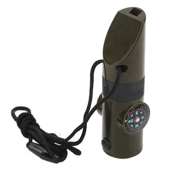 Överlevnadsvissla 7 i 1 med LED-lampa, Termometer, Kompass, Förstoringsglas, Nödvissla för Camping