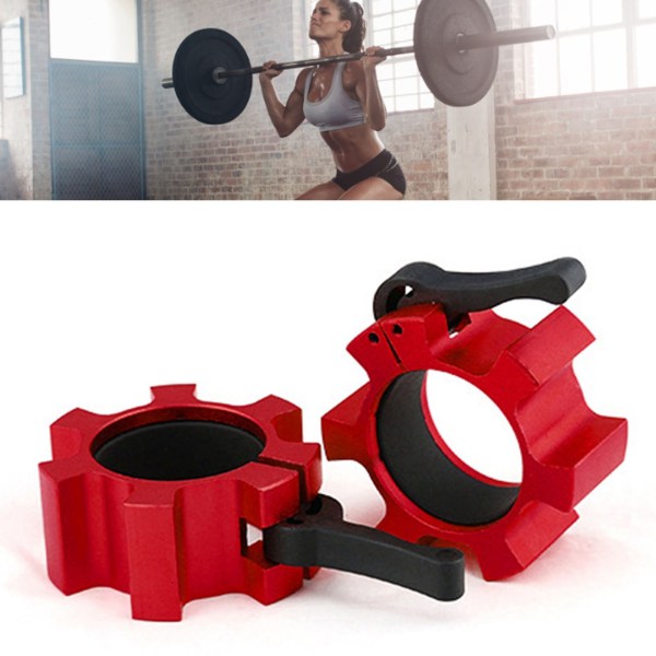 2 STK 50 mm Vægtstangskravelås Aluminiumslegering Quick Release Låse Kraveclips til fitnesstræning Bodybuilding Rød