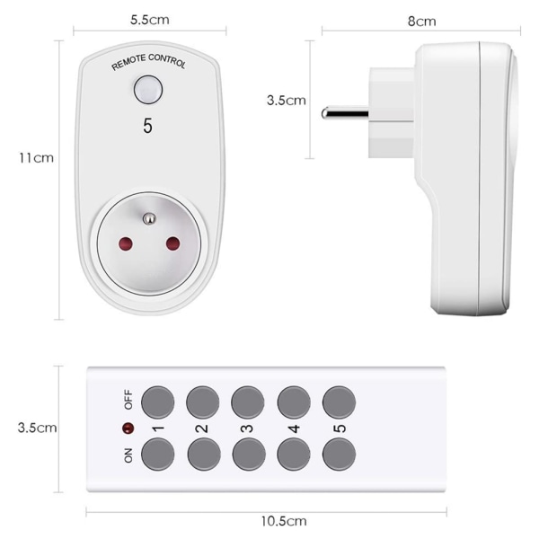 FBA Monopolys ES9939F Smart Remote Socket 2 Drag 5 White Regulations (yleinen eurooppalainen standardi)