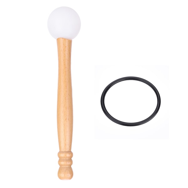 Wood Mallet Stick gummi O-ringer for å spille Crystal Singing Bowl