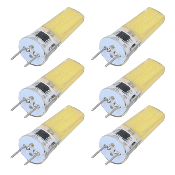 6 stk. G8 LED-pære 5W dæmpbar 2508 COB energibesparende nem installation 360 grader 50000 timer stabil 5W pærer 100-120V koldt hvidt