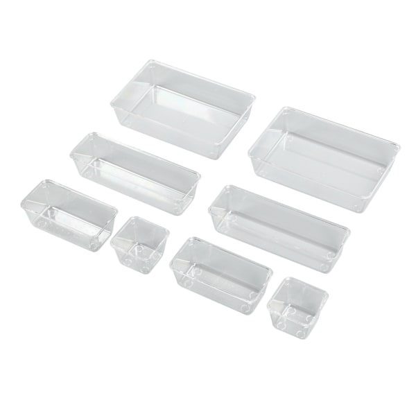 Oppbevaringsboks i klar plast PS 8 STK Stratifisert oppbevaring, stablebar gjennomsiktig organiseringsboks for smykker, håndverksverktøy