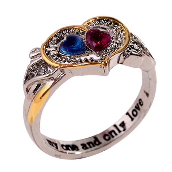 Kvinder Rhinestone Love Heart Alloy Fashion Ring smykker gave til Valentinsdag Ring US 8