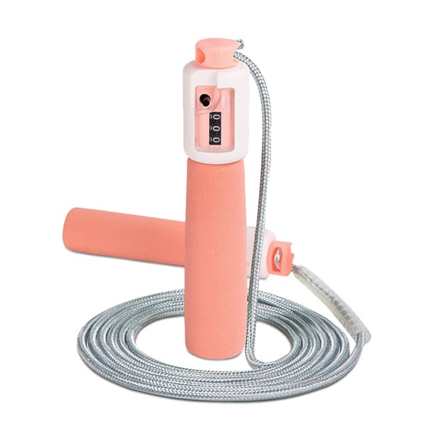 Hopprep med Räknare Justerbart Snabbhopprep Kabel för Tester och Tävlingar Rosa