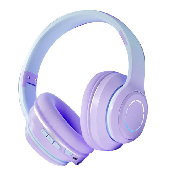 Trådlöst spelheadset Gradient BT5.2-anslutning Mjuka öronkuddar Färgglada lampor Spelheadset för stationär bärbar dator Lila