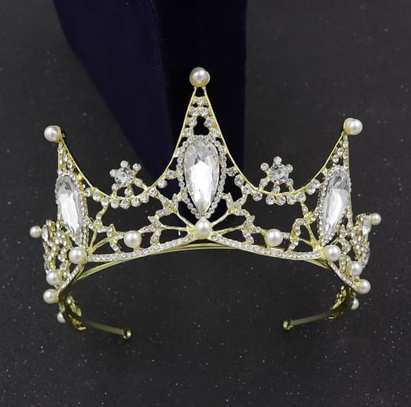 Crystal Pearl Crown Tiara (gull)