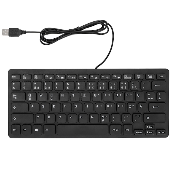 Ergonomisk Ultratynn Mini Tastatur for Datamaskiner, Slitesterk Ledningsbasert 78-Tasters Mekanisk Tastatur for PC-Bærbare (Tysk)
