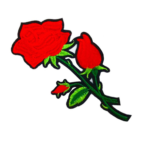 Rød Rose Brodere Patch Sød High End Udsøgt Blomster Strygning Patch til Jakker Tøj Skjorter Hatte Dekoration