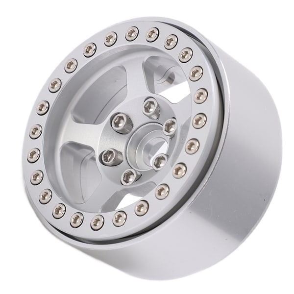 1.9 Tum Beadlock Hjul Aluminiumlegering 5 Håls Silverfälgar Icke-Färgande Lås Däck RC Hjul Fälgar Hjulnav Silver