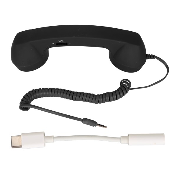 Matkapuhelinluuri USB C -säteilynkestävä vintage -puhelinluuri, jossa 3,5 mm:n liitäntä älypuhelimen mustalle