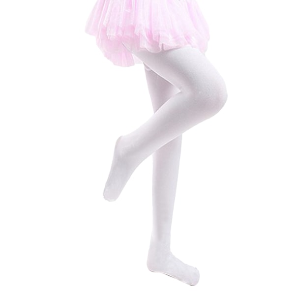 Jentedansestrømper 800D Fleece Tykkere Varme Myke Komfortable Hvite Dansetights for Barn L Lengde 80 cm / 31,5 tommer