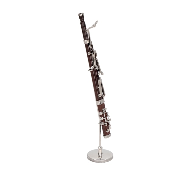 Miniature Fagot Replika med Stativ og Etui Mini Musikinstrument Dukkehus Model Hjemmedekoration