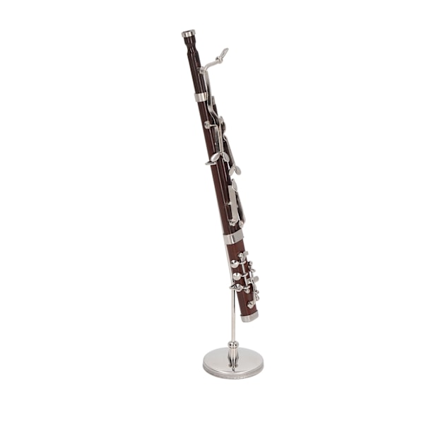 Miniatyr fagott replika med stativ och fodral Mini musikinstrument dockhusmodell Heminredning