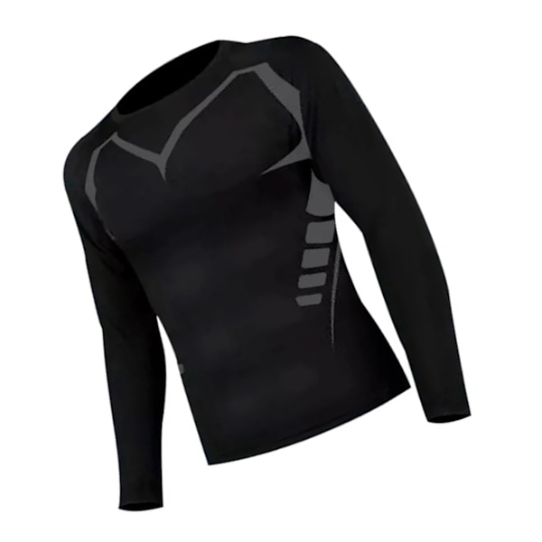 Tränings-Sweatshirt för Män, Tight, Långärmad, Snabbtorkande, Sport, Utomhuslöpning, Fitnesskläder, Svart, M