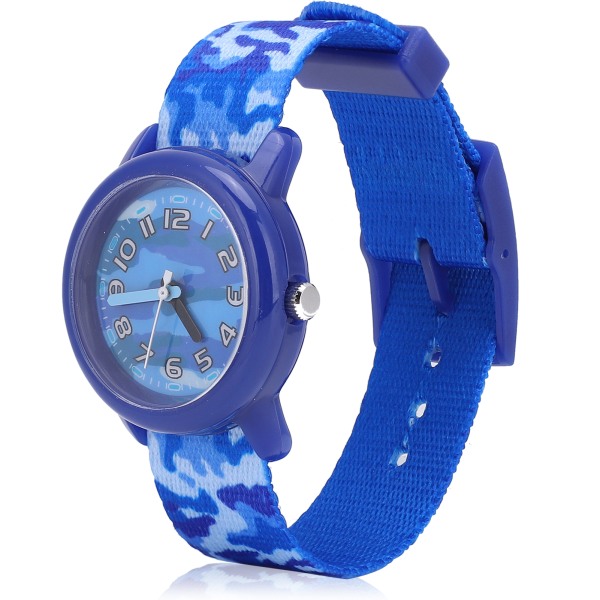 Børn Cartoon Quartz Watch Small Time Teach Armbåndsur med blødt polyesterbånd