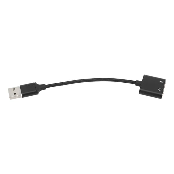 USB Lydadapter Aluminiumlegering Svart Plug and Play USB til 3,5 mm Jack Lydkort for Stasjonære Datamaskiner Bærbare Datamaskiner