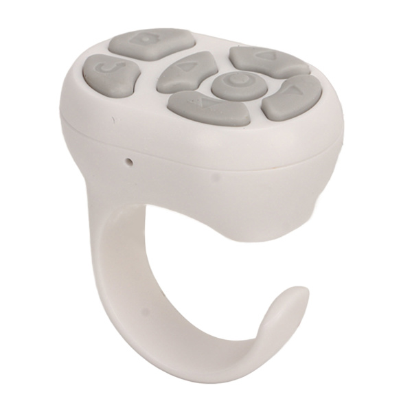 Fjernbetjening Scrolling Ring Bluetooth APP Side Vender Kamera Fjernudløser Selfie Knap med Opladningsetui til Mobiltelefon Hvid