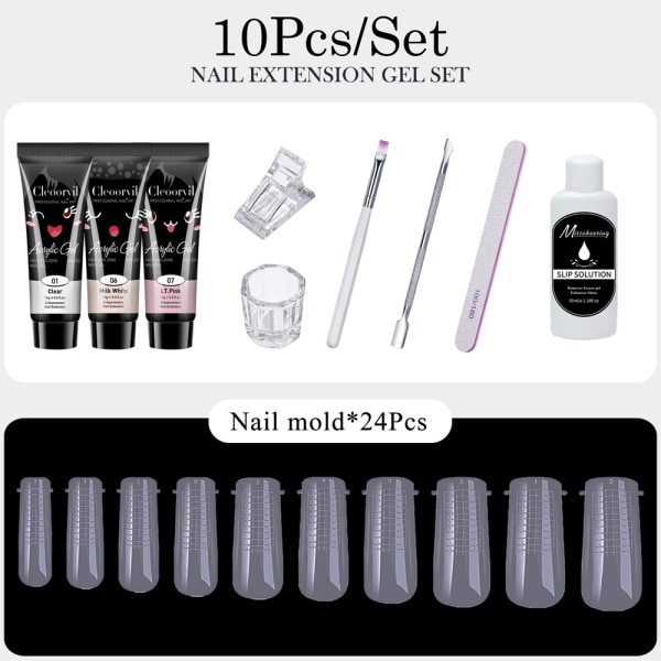 15ml nagelförlängningslim 10-delat set nagelformsborste nagelkristallförlängningslimset kristalllim