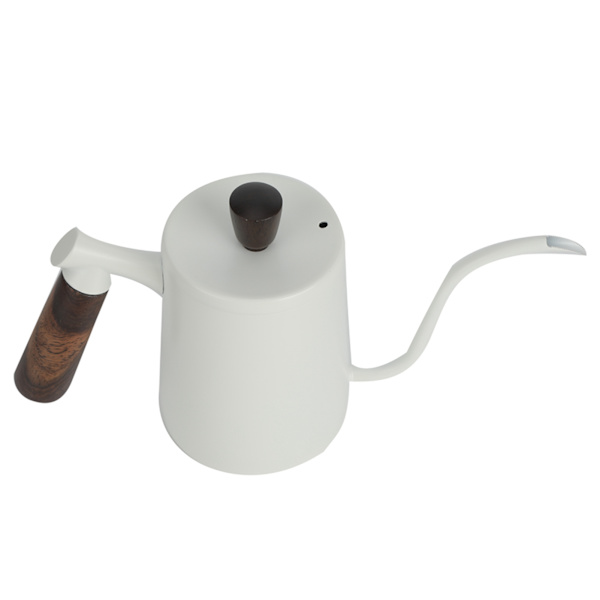 700 ml bärbar kaffekanna i rostfritt stål med lång gåshals och pip för hällning över kaffe, för hem och kafé, vit, 700 ml