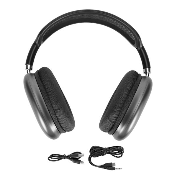 Trådløse Bluetooth-hodetelefoner Justerbare sammenleggbare hodetelefoner med mikrofon for bærbar telefon Arbeidsskole Reisesport Sort