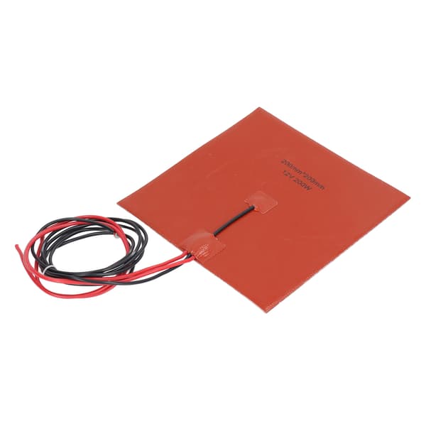 Silikone Varmeplade Varmemåtte 180℃ 200x200mm 200W Tilbehør til 3D Printer Hotbed DC12V