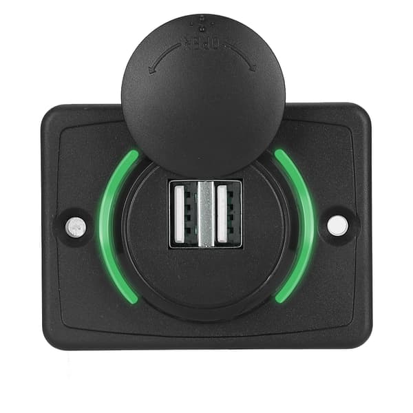 12V 24V 3.1A Dobbel USB Billader Uttak LED Grønt Lys