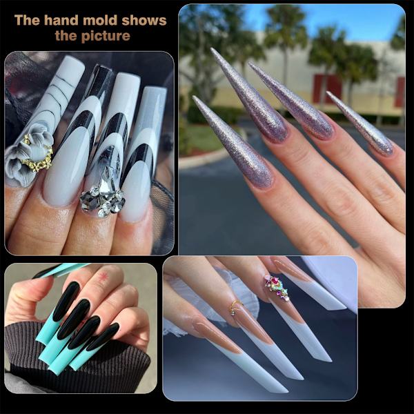 Nail art nagelform blandad 12 stilar pappersfri handförlängning kristall nagelbit transparent nagelfilm 288st A2