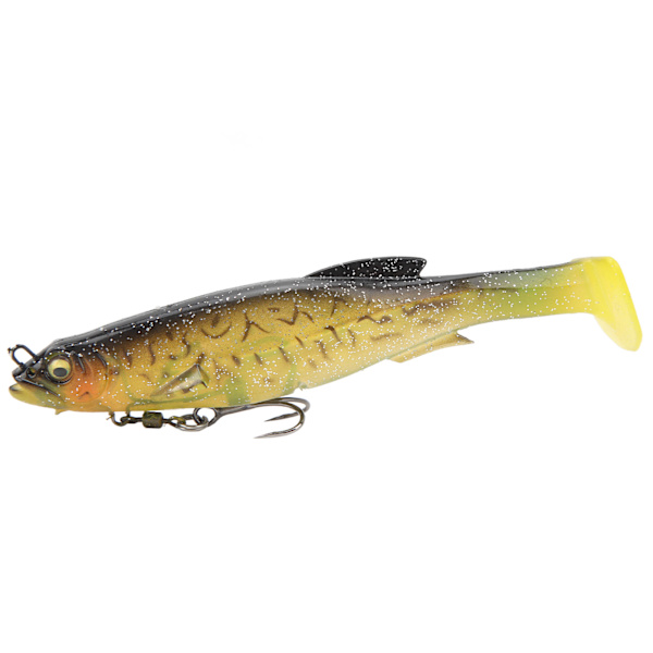 12,5 cm 21 g fiskelokker silikone fiskeblink T-hale levende spin ring magnetisk med trekroge til ferskvand saltvand sort ryg gul hale