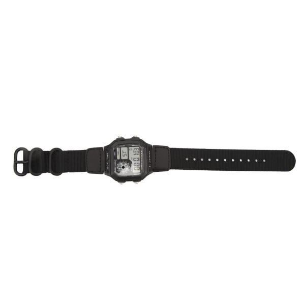 Digital Chronograph Watch Lysende Vanntett Multifunksjon Retro Style Firkantet Elektronisk Klokke Svart