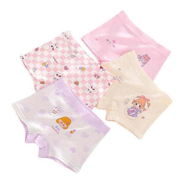 4 stk. Pigeunderbukser i Ren Bomuld Boxer Briefs Baby Shorts Åndbare Toddler Underbukser Flere Mønstre L 12,5‑17,5 kg