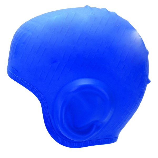 Vandtæt silikone badehætte med ørebeskyttelse 3D stærk elasticitet Langt hår svømmehue til voksne Mørkeblå