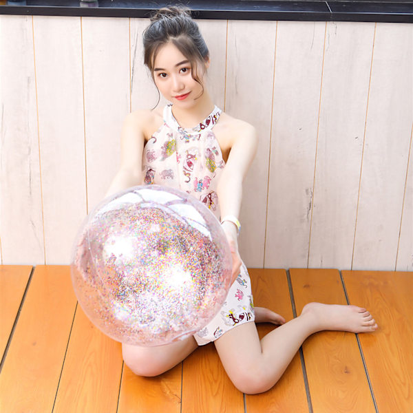 16 tum Glitter Uppblåsbar Strandboll PVC Fällbar Strandboll Simbassäng Boll för Utomhus