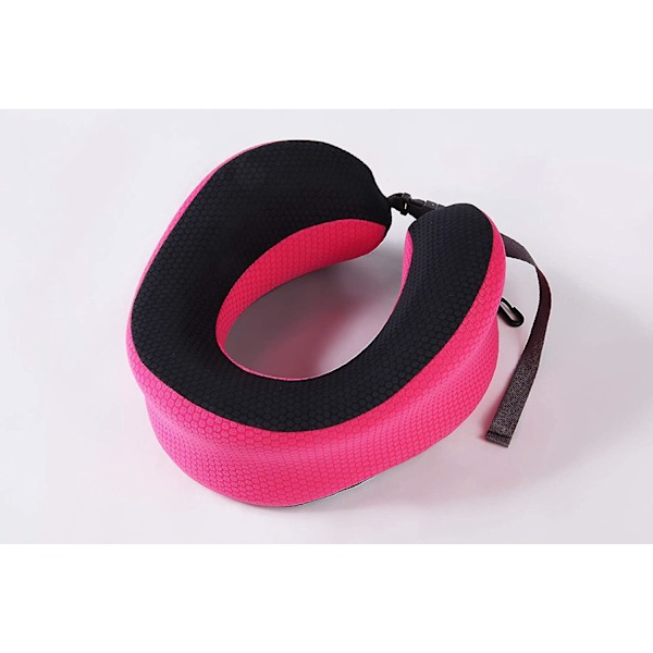 Memory Foam Travel Neck Pillow - Deluxe Two-tone Design (Pink)