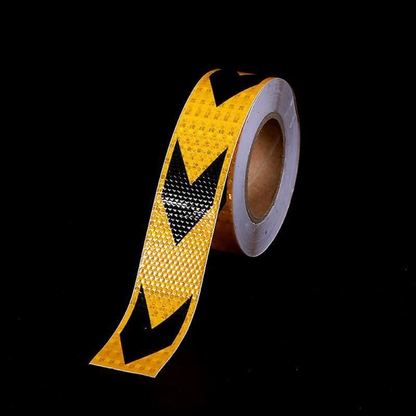 Reflekterende tape med høy synlighet - Gul/svart pilgitterdesign - 5 cm x 25 m - Vanntett og sikkerhetsforbedret