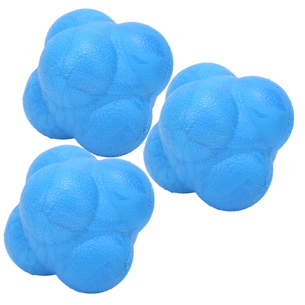 3st Hex Bounce Reaction Ball TPR Coordination Reflex Exercise Sport Fitness Training Ball Blå
