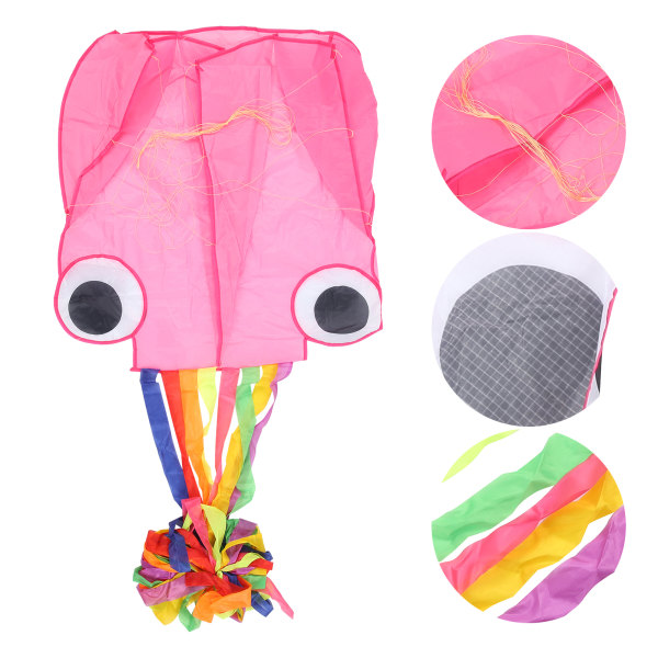 Outdoor Soft Octopus Single Line Kite Animal Shape Kite 4 metriä 30m Kite LinePink värikäs häntä