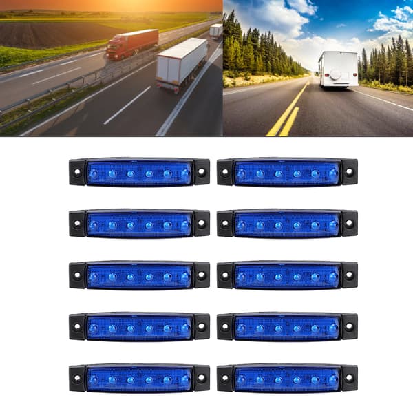 10 stk. 12V 6LED Vanntett Side Markeringslys for Buss Lastebil Tilhenger