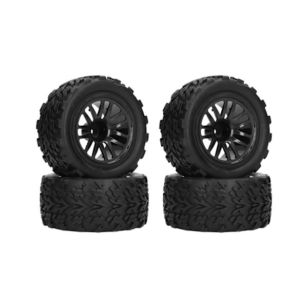 4kpl RC Renkaat Muoviset Mustat Kulutusta Kestävät Mikro-Crawler Renkaat Yhdistimillä Muttereilla 1/8 ja 1/10 Kauko-ohjattaville Autoille