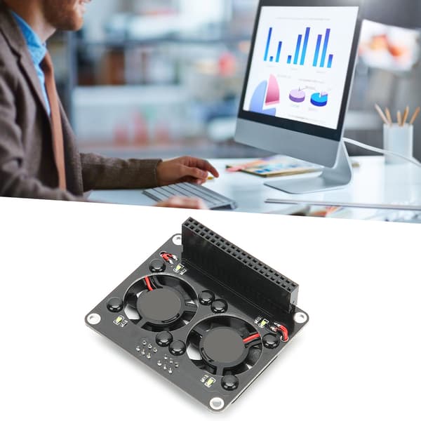 Køleventilator til Raspberry Pi Køleplade Udvidelseskort LED Lys Dobbelte Ventilatorer C2448