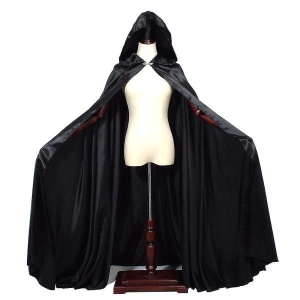 Gyfdym Naisten hupullinen viitta Viitta Satiini Gothic Cape Vampire Halloween Witch Cosplay takki