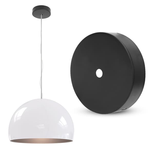 Aluminium Rund Form Loftlampe Lampefod Pæreholder DIY Lys Tilbehør Sort