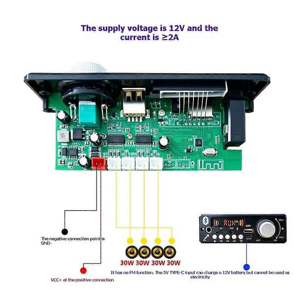 4x30W Bluetooth Audio Decoder Board 7.4V-12.6V USB TF FM AUX Bil Audio Spelare Stöd MP3/USB/TF/LINE in Stor Fjärrkontroll Large remote