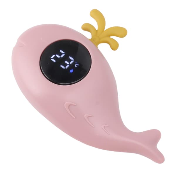 Digital Badtermometer för Bebis, Söt Valform, Multifunktionell Vattenmätare, Rosa