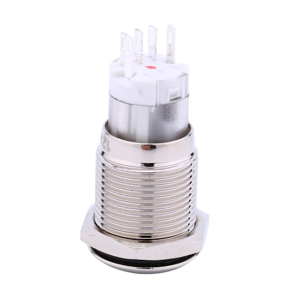 1 styck 16mm 1NO 1NC Anslutning 12V Metall LED Vippströmbrytare Låsande Tryckknapp