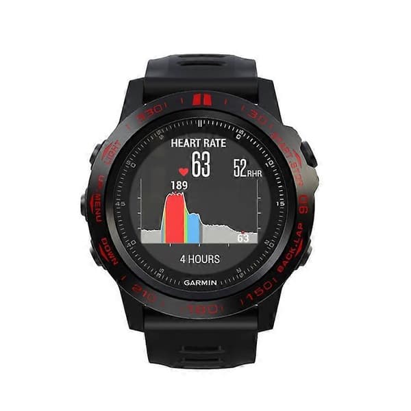 Til Garmin Fenix 3/3 HR Smart Watch Stålramme, B Version Black Ring Red Letter