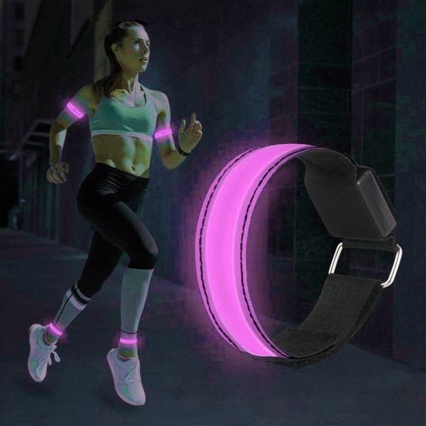 4 stk lysende armbånd USB reflekterende armbånd for utendørs jogging løpesport
