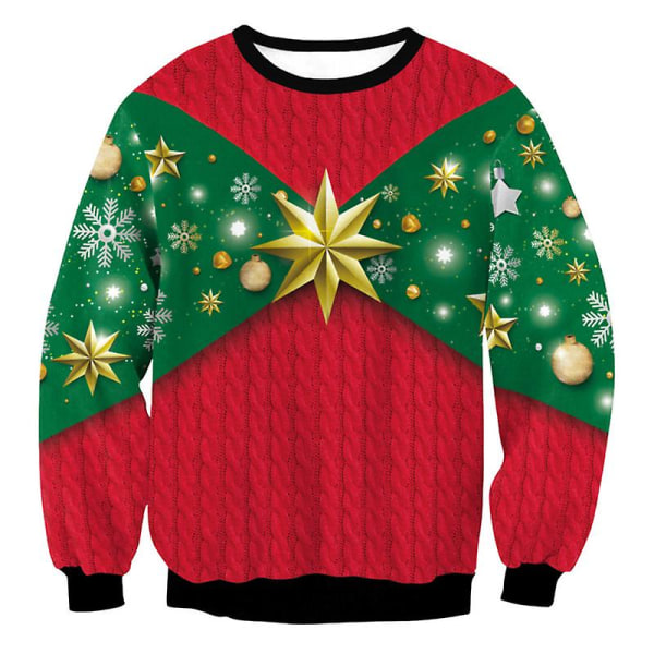 Mænd Ugly Christmas Print Crew Neck Ugly Christmas Xmas Pullover Sweatshirt